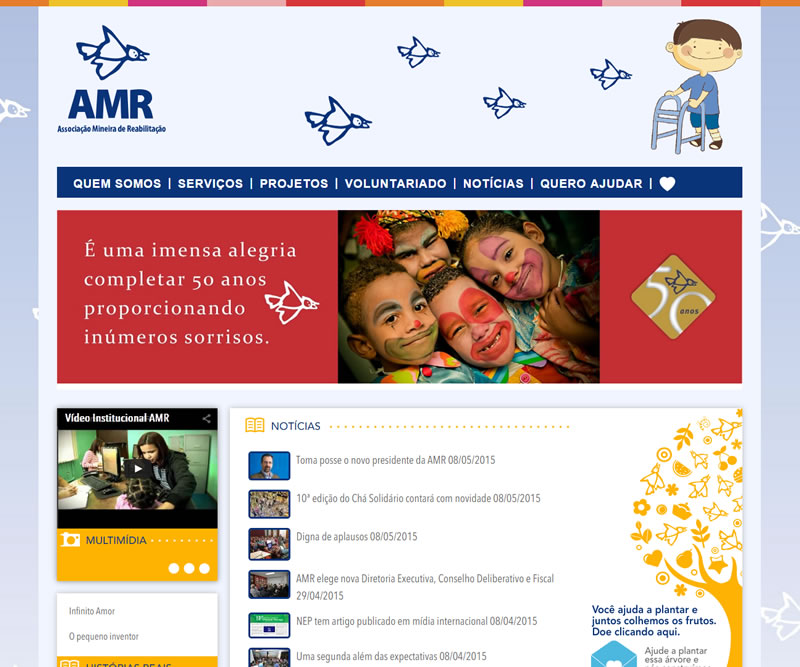 Website da AMR - Associação Mineira de Reabilitação