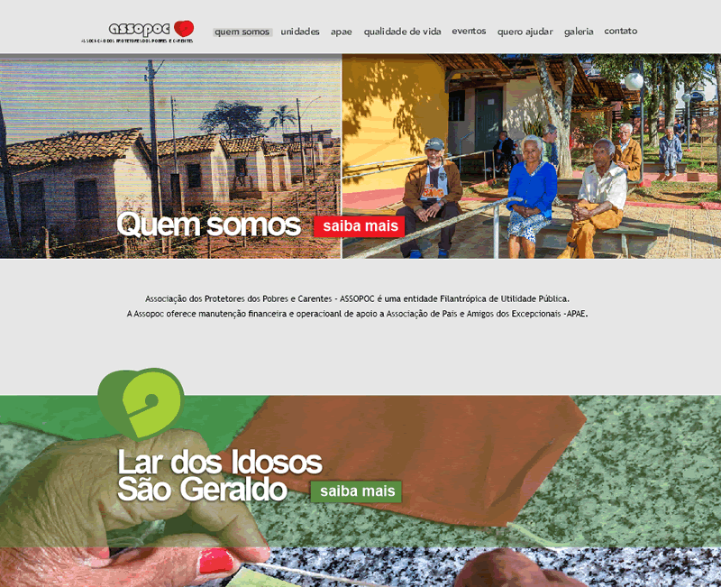 Website da Assopoc - Associação dos Protetores dos Pobres e Carentes