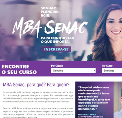 Website MBA Senac Minas Gerais