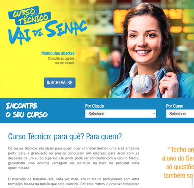 Website Cursos Técnicos Senac Minas Gerais
